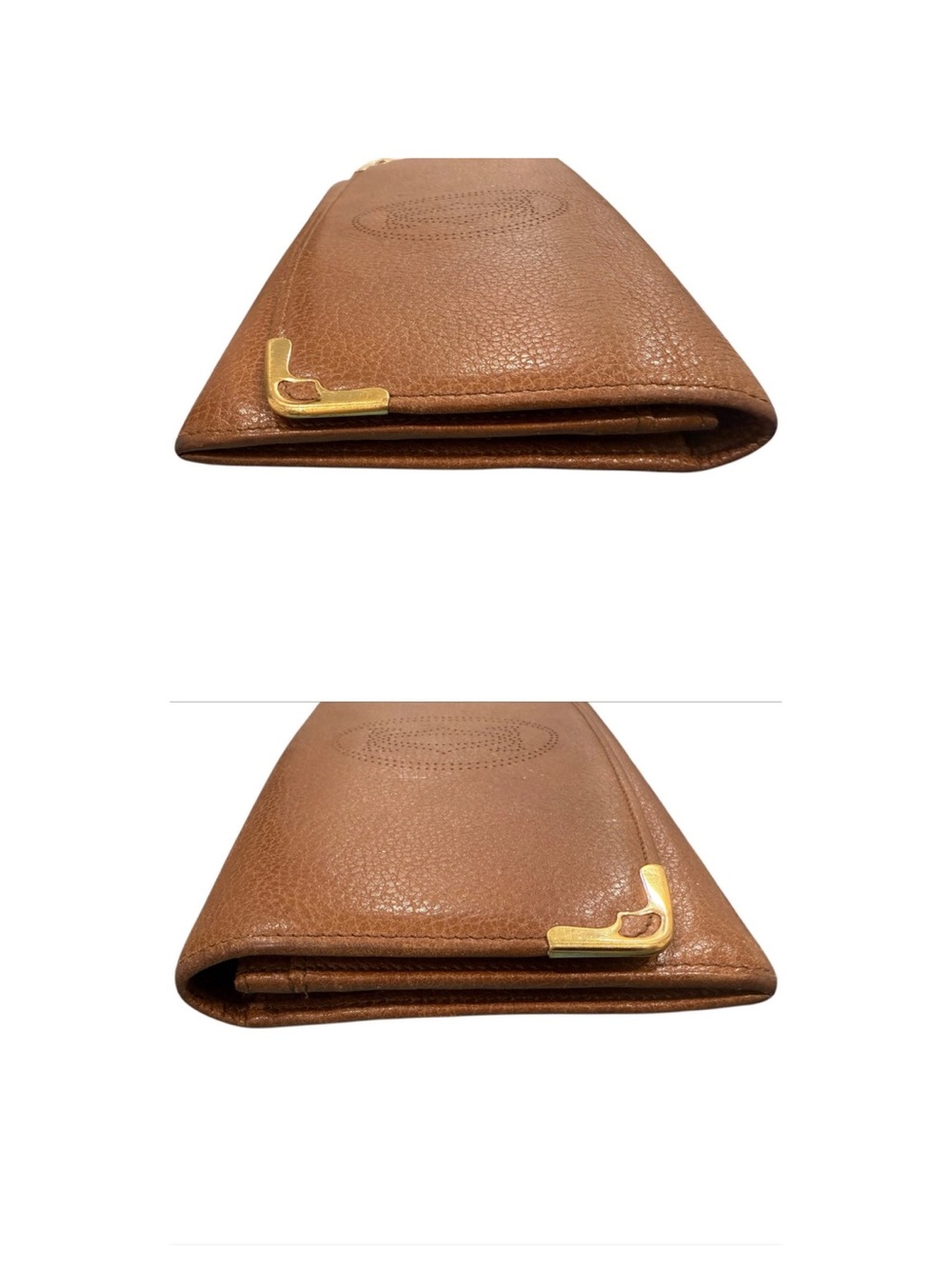 Cartier Paris Vintage Brown Pebbled Leather Long Flap Wallet Gold Accent - Picture 8 of 11